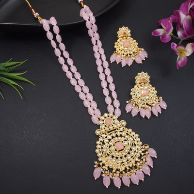 nezuka Alloy Gold-plated Pink Jewellery Set(Pack of 1)