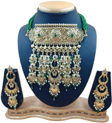 Mk Jewellery Alloy Gold-plated Green Jewellery Set(Pack of 1)