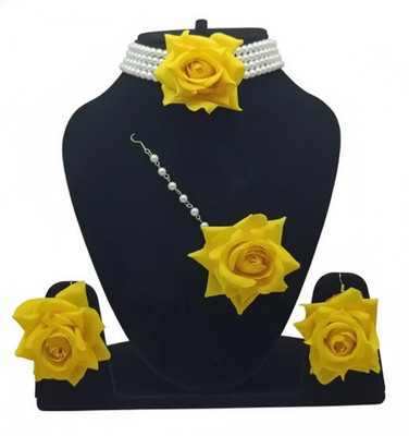 JKM Fabric Yellow Jewellery Set(Pack of 1)