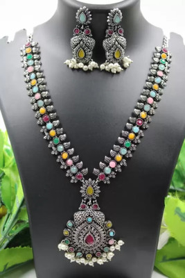 PBM CREATIONS Oxidised Silver Multicolor, Silver Jewellery Set(Pack of 1)