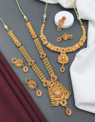 SHIVAY FASHION HUB Alloy Gold-plated Gold Jewellery Set(Pack of 2)