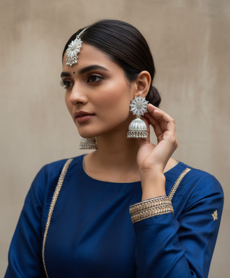 Shyneup Alloy Silver White Jewellery Set(Pack of 3)