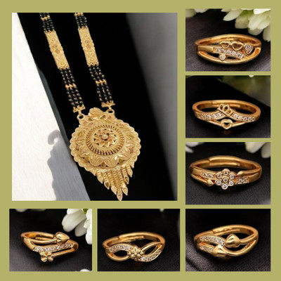 Hetshree Brass Gold-plated Gold, Multicolor Jewellery Set(Pack of 7)