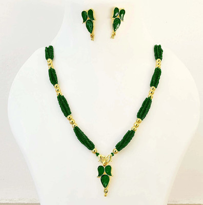 shree balaji gold Brass, Copper Gold-plated Green Jewellery Set(Pack of 1)