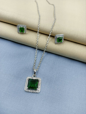 JIYANSHI ENTERPRISE Alloy Silver Silver, Green Jewellery Set(Pack of 1)