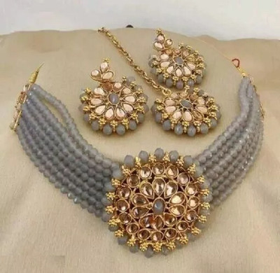 Ruhi Alloy Grey Jewellery Set(Pack of 1)