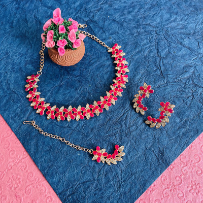 VATSALYA creation Alloy Ruby Red Jewellery Set(Pack of 1)