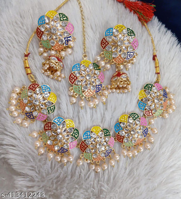 nitya fashion Alloy Gold-plated Multicolor Jewellery Set(Pack of 1)