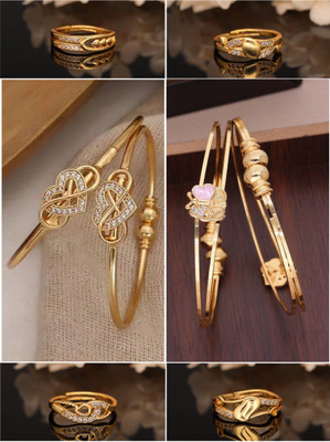 VEDDAA Brass Gold-plated Black, Purple Jewellery Set(Pack of 6)