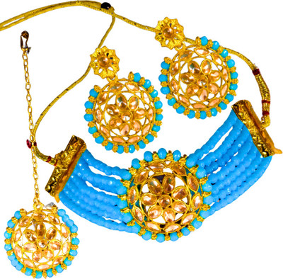 TOOKKART Brass, Alloy Gold-plated Blue Jewellery Set(Pack of 1)