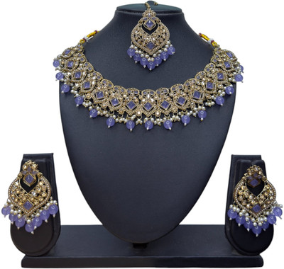 Zarmar fashion Stone Gold-plated Green Jewellery Set(Pack of 1)