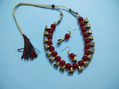 Aksh Enterprises Alloy Gold-plated Red Jewellery Set(Pack of 1)