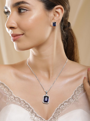 RUBANS Brass Rhodium Silver Jewellery Set(Pack of 1)
