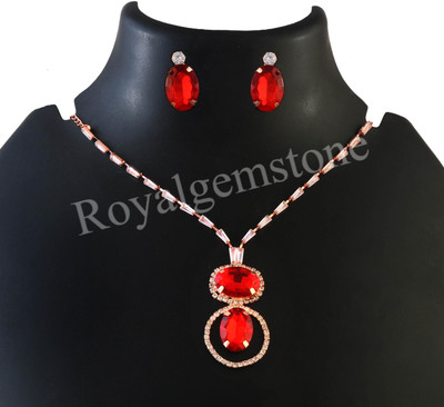 RoyALGEMS Alloy Rhodium Red Jewellery Set(Pack of 1)