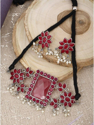 Anamya Collections Alloy Maroon Jewellery Set(Pack of 1)