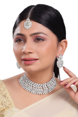 R A Enterprises Alloy Rhodium Silver Jewellery Set(Pack of 1)