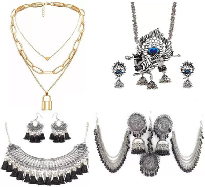 COSMODUST Oxidised Silver Silver, Gold-plated Silver, Gold Jewellery Set(Pack of 1)