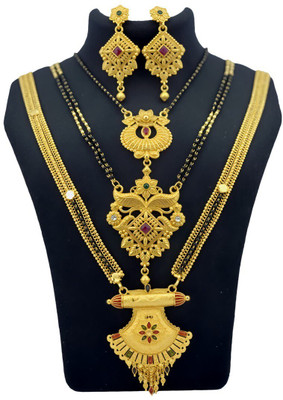 JRD GLOBAL Brass Gold-plated Multicolor, Gold Jewellery Set(Pack of 4)
