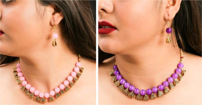 Ronak Jewels Alloy Gold-plated Pink, Purple Jewellery Set(Pack of 2)