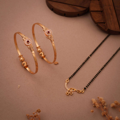 LYRISS Brass Gold-plated Gold Jewellery Set(Pack of 2)