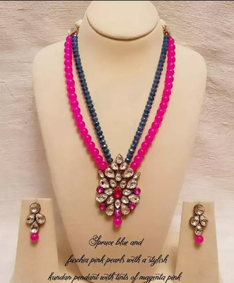 Saree Swarg Alloy Blue, Pink Jewellery Set(Pack of 2)