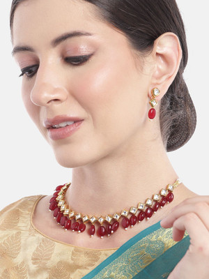 ANOUK Brass Gold-plated Maroon Jewellery Set(Pack of 1)