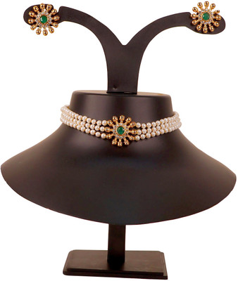 Swarajshop Alloy Gold-plated White, Gold Jewellery Set(Pack of 3)