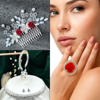 tbh Alloy Silver Jewellery Set(Pack of 4)