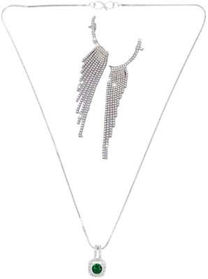SKG Fashions Stone Green, Silver Jewellery Set(Pack of 1)