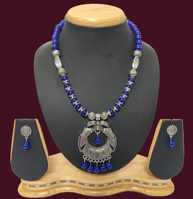 HARIHARA FASHION Oxidised Silver Blue, Silver Jewellery Set(Pack of 1)