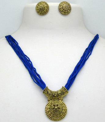 SHREE MAULI CREATION Alloy Gold-plated Blue Jewellery Set(Pack of 2)