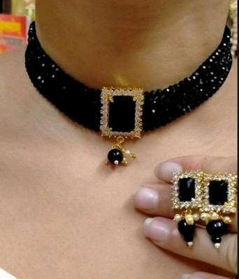 JEM Alloy Gold-plated Black Jewellery Set(Pack of 1)