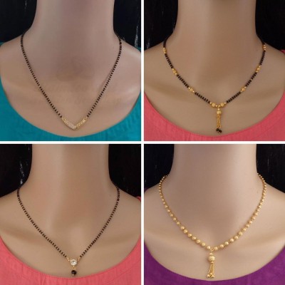 RAMDEV ART FASHION JEWELLERY Daily Wear Gold Plated Mangalsutra ( Pack of 4 ) Brass Mangalsutra