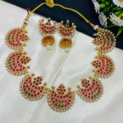 PihuPearls Alloy Gold-plated Gold Jewellery Set(Pack of 1)