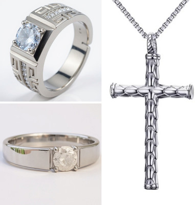 KURMASHOP Stainless Steel Sterling Silver Silver, White Jewellery Set(Pack of 3)