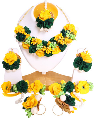 TheQueenVibes Fabric Green, Yellow Jewellery Set(Pack of 1)