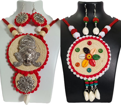 Loknath Handcraft Fabric Multicolor Jewellery Set(Pack of 2)