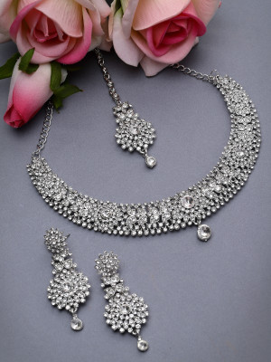 Sukkhi Alloy Rhodium Silver Jewellery Set(Pack of 4)