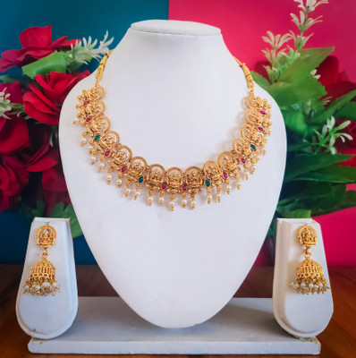 Pranav art Alloy Gold-plated Gold Jewellery Set(Pack of 3)