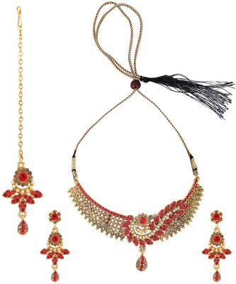 Styylo Jewels Brass Gold-plated Red Jewellery Set(Pack of 4)