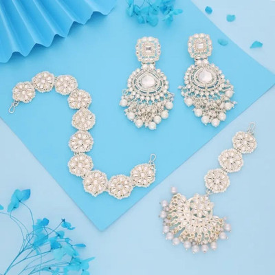 Prime Inclusive Alloy Gold-plated White Jewellery Set(Pack of 1)