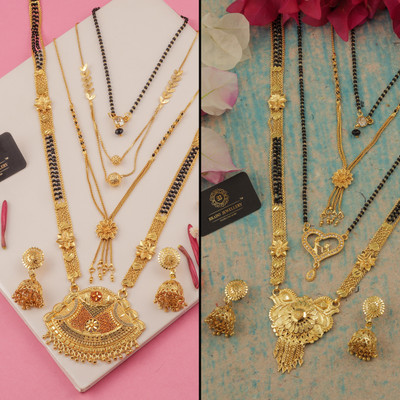 Divastri Brass Gold-plated Black, Gold Jewellery Set(Pack of 2)