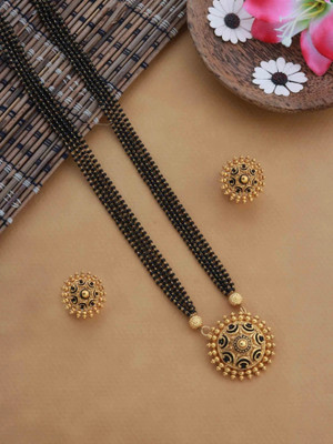 JETWAL Alloy Gold-plated Black Jewellery Set(Pack of 1)