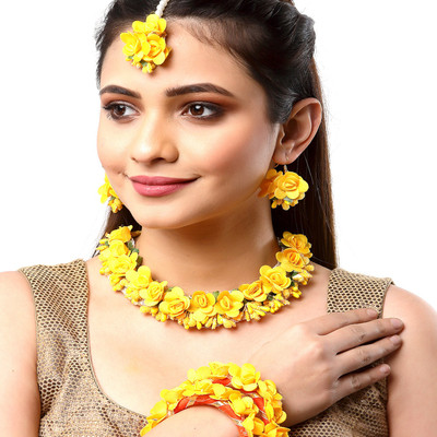 ZENEME Fabric Gold-plated Yellow, Red Jewellery Set(Pack of 1)