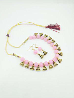 Ronak Fashion Alloy Gold-plated Pink, Gold Jewellery Set(Pack of 1)