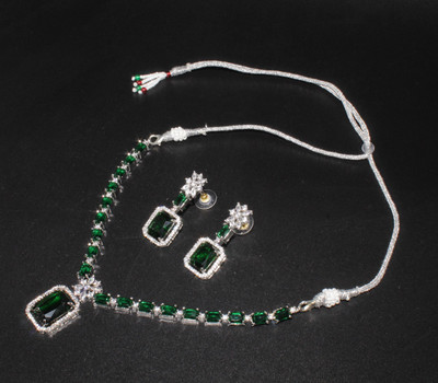 Fashion Factory Alloy Silver Green Jewellery Set(Pack of 3)