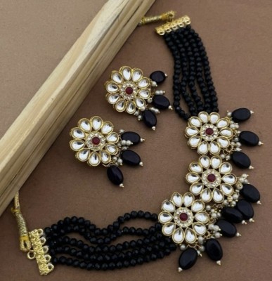 RAHUL TRADERS Alloy Gold-plated Black Jewellery Set(Pack of 1)