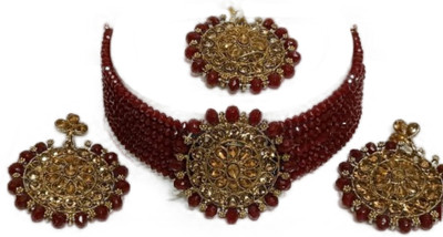 Chikku Alloy Gold-plated Gold, Red Jewellery Set(Pack of 1)