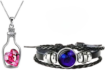 Elanora Jewels Alloy Sterling Silver Pink Jewellery Set(Pack of 2)