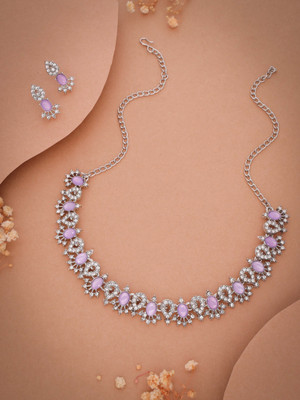 Vedda Brass Gold-plated Silver, White, Purple Jewellery Set(Pack of 1)